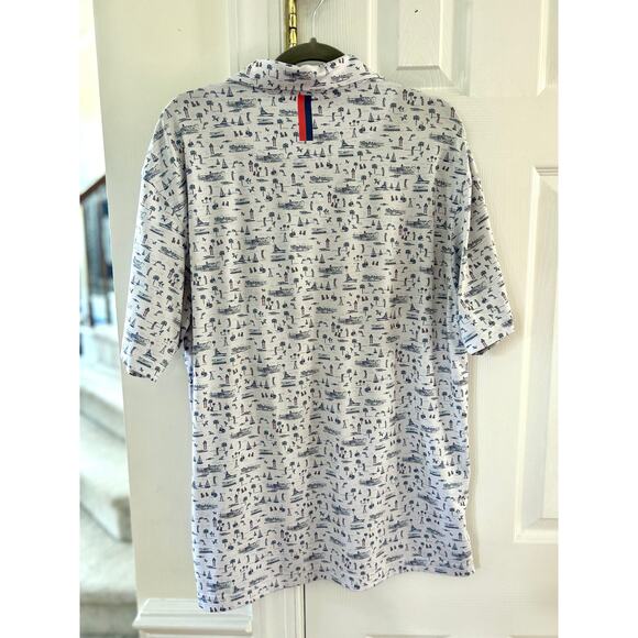 Rhoback White Golf Polo Dolphin Lighthouse Gator Print Short Sleeve - Picture 4 of 6
